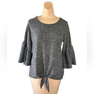 Anthropologie Caution To The Wind Grey Bell Sleeves knotted at Waist Size Small